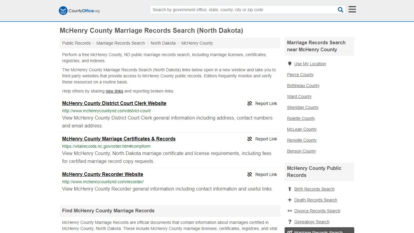 McHenry County Marriage Records Search (North Dakota) - County Office